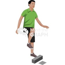 A person stepping sideways to avoid an obstacle.
