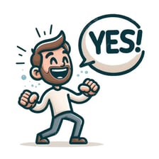 Illustration of a person responding enthusiastically