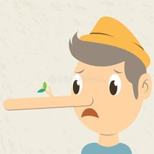 Pinocchio with his famously lengthened nose.