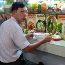 An embarrassed person appearing to lose social standing