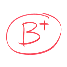 A graded paper showing a B-plus mark.