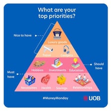 Everyday necessities such as food, water, and shelter contrasted with luxury goods.