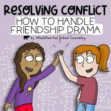 Two friends smiling after resolving a disagreement.