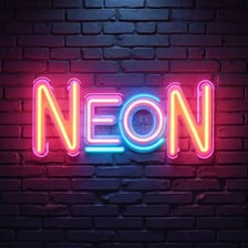 A brightly glowing neon sign at night