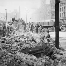 A historical photograph from the 1940s during World War II