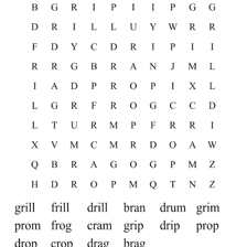 A simple educational illustration showing the word FRAN followed by a blank for its missing final letter.