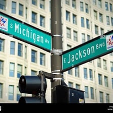 A street sign for Michigan Avenue in Chicago