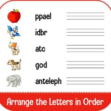 An educational illustration of letters being rearranged into a new sequence.