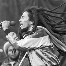 Bob Marley performing reggae music
