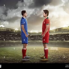 Two opposing players facing one another during a game