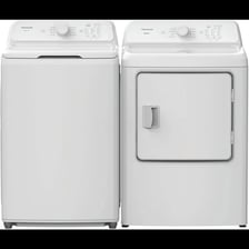 A washing machine and clothes dryer positioned next to each other