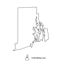 An outline map of Rhode Island