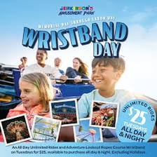 A theme-park admission wristband representing an all-day pass