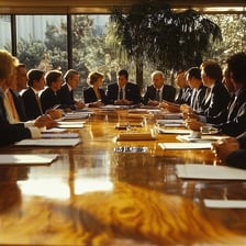 People convened around a conference table