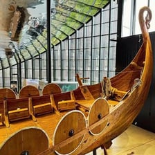 A reconstructed Viking ship associated with Norse culture
