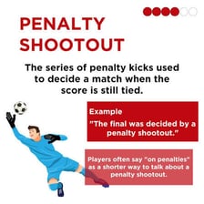 A soccer match tied on the scoreboard before a penalty shootout.