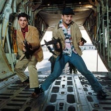Harold Ramis and Bill Murray in a film still.