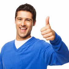 A person giving a casual thumbs-up gesture.