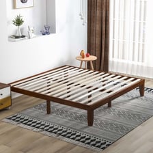 Wooden slats arranged as a mattress-supporting bed base.
