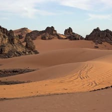 A dry desert landscape in Libya.