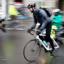 A person wearing protective safety gear.