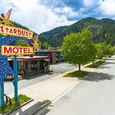 A roadside motel beside a highway