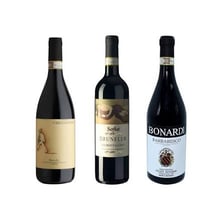 Italian wine bottles labeled Barolo and Brunello