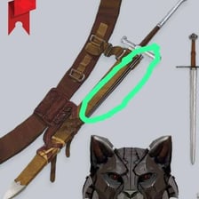 A sword is partly drawn from its protective scabbard.