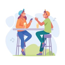 Friends talking casually during a conversation