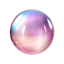 A soap bubble reflecting shifting rainbow colors