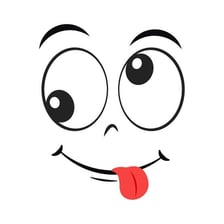A cartoon character making a silly expression