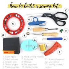 A sewing kit beside a general starter kit.