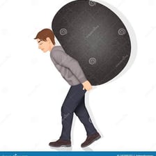 An illustration symbolizing a person carrying a responsibility or burden