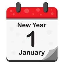A calendar showing January 1 marked as New Year’s Day.