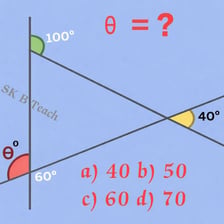 A geometry diagram labels an angle with the Greek letter theta.