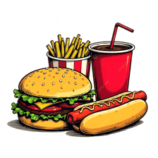 A fast-food combo meal with a soft drink