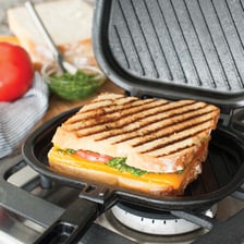 A grilled panini sandwich with visible pressed grill marks.