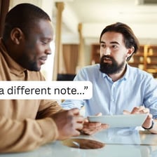Two people having a conversation, illustrating tact and considerate speech.