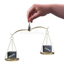 A balance illustrating the favorable side of a decision