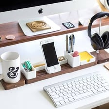 A meticulously organized desk illustrating extreme attention to detail.