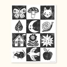 Black and white objects displayed side by side to show contrast.