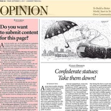 A newspaper page featuring an opinion article.