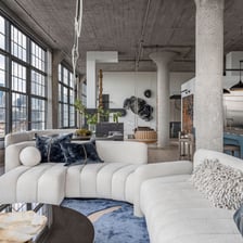 A spacious loft apartment with an open floor plan