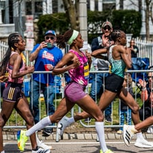 A runner clearly ahead of competitors in a race