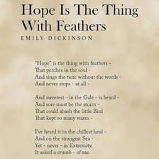 A manuscript or printed page associated with Emily Dickinson’s poem about hope.