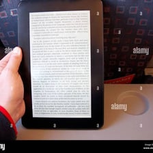 An e-reader displaying the pages of an electronic book