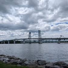 The waterfront of Bath, Maine, near the Kennebec River