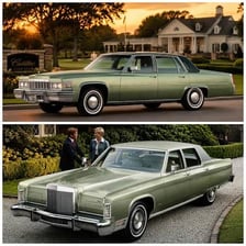 A Ford automobile and a Lincoln automobile displayed side by side.