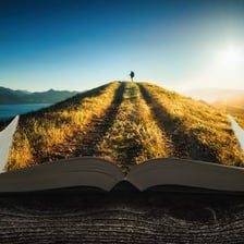 A reader continuing through a book to its next chapter.