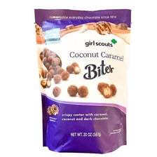 Coconut-and-caramel Girl Scout Samoas cookies with chocolate.